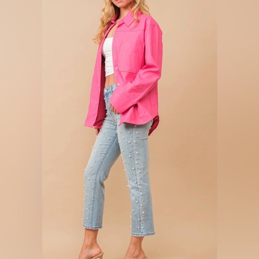 🍒BOGO50%🍒🆕🩵BLUE B: Pearls and Diamonds Jeans MEDIUM (Fits 8-10)